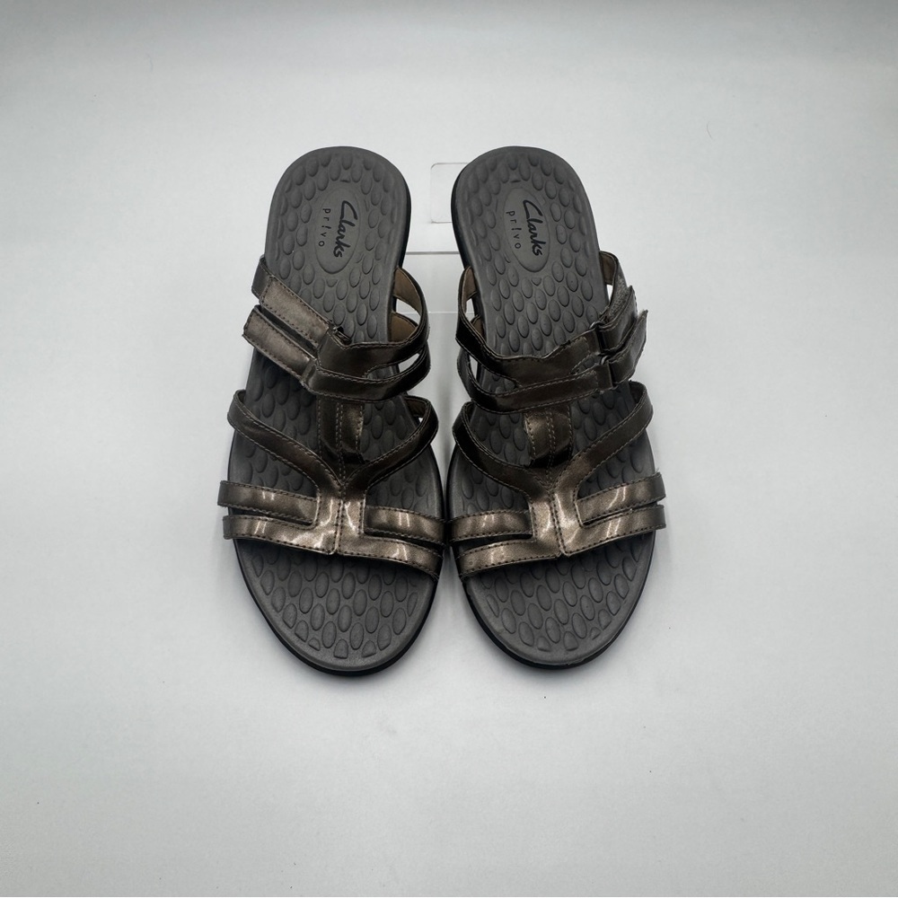 Clarks Bronze Strappy Slide Sandals - Picture 14 of 14